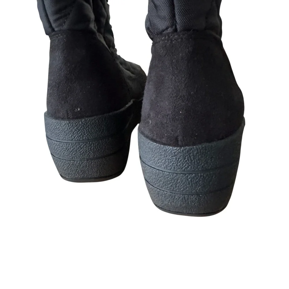 Canyon River Blues Womens Black Quilted Faux Fur Wedge Winter Boots Size 10M